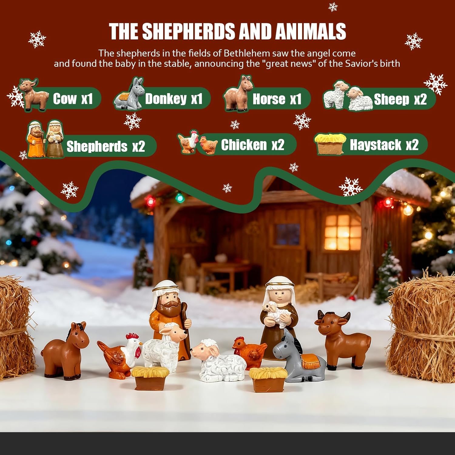 Advent Calendar 2025, Nativity Set for Kids Christmas Countdown Calendars with 25 Surprises Tabletop Scene Figurine Décor with Lighted Xmas Gift for Boys and Girls