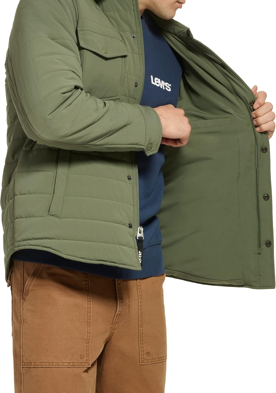 Levi's Mens Quilted Stretch Bomber Shirt Jacket - Image 6