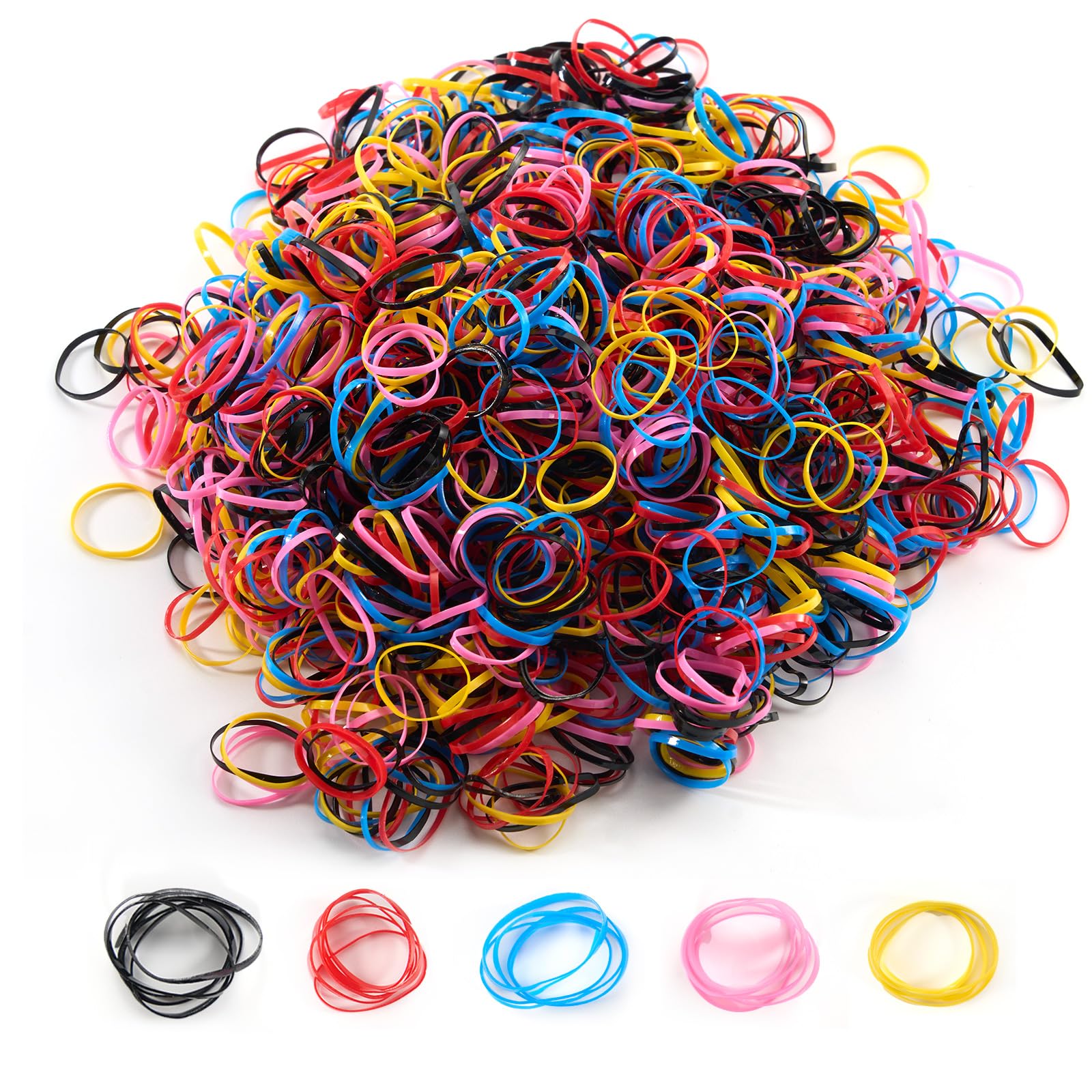 Cheerhom 1500 elastici per capelli piccoli, mini elastici in gomma per bambini, donne, ragazze, trecce e acconciature quotidiane (multicolore) Colorato 1 unità (Confezione da 1)