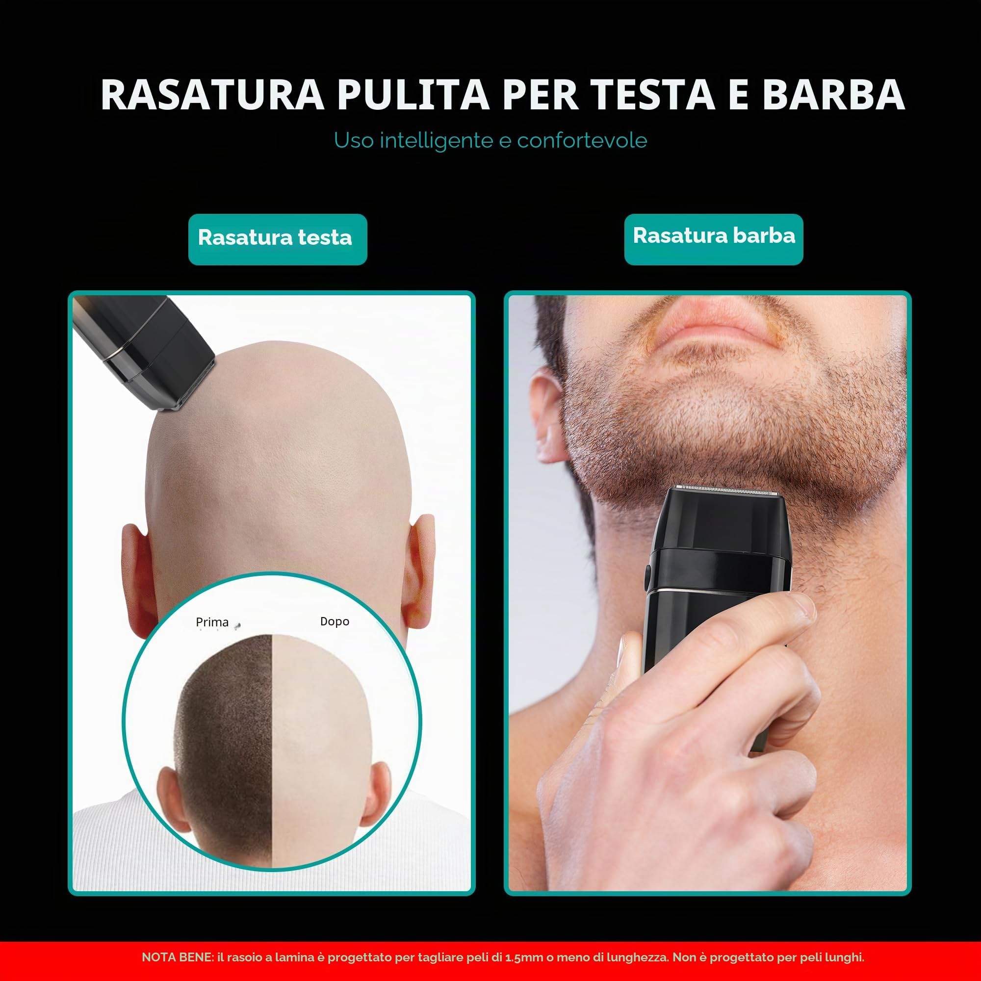 VGR Rasoio Elettrico a Lamelle per Uomini - 9000 RPM - Ricaricabile USB-C Senza Fili con Batteria da 150 Minuti - Rasoio da Barbiere Professionale per Sfumature sulla Pelle - Macchina da Barba per