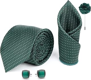 Axlon Tie for Men – Checkered Silk Neck Ties Set with Cufflinks Flower Pin, Pocket Square & Black Gift Box, Combo Necktie ... Price In India