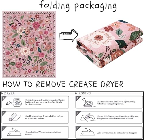 Miniatura 71 de Rugcomf Alfombra de pasillo para cocina, antideslizante, 2 x 6 pies, alfombras lavables con parte trasera de goma, alfombra floral suave para