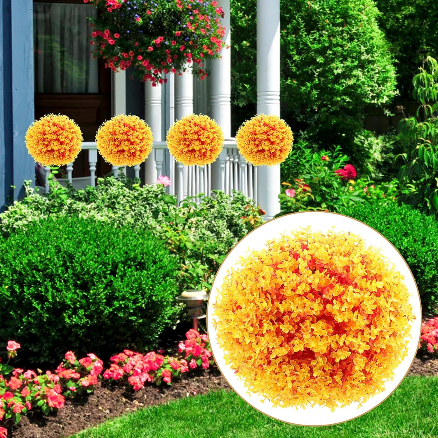 Simulated Eucalyptus Leaf Topiary Ball Realistic Decorative Plant Sphere for Indoor Outdoor Garden Balcony Faux Grass Greenery for Home Party Wedding