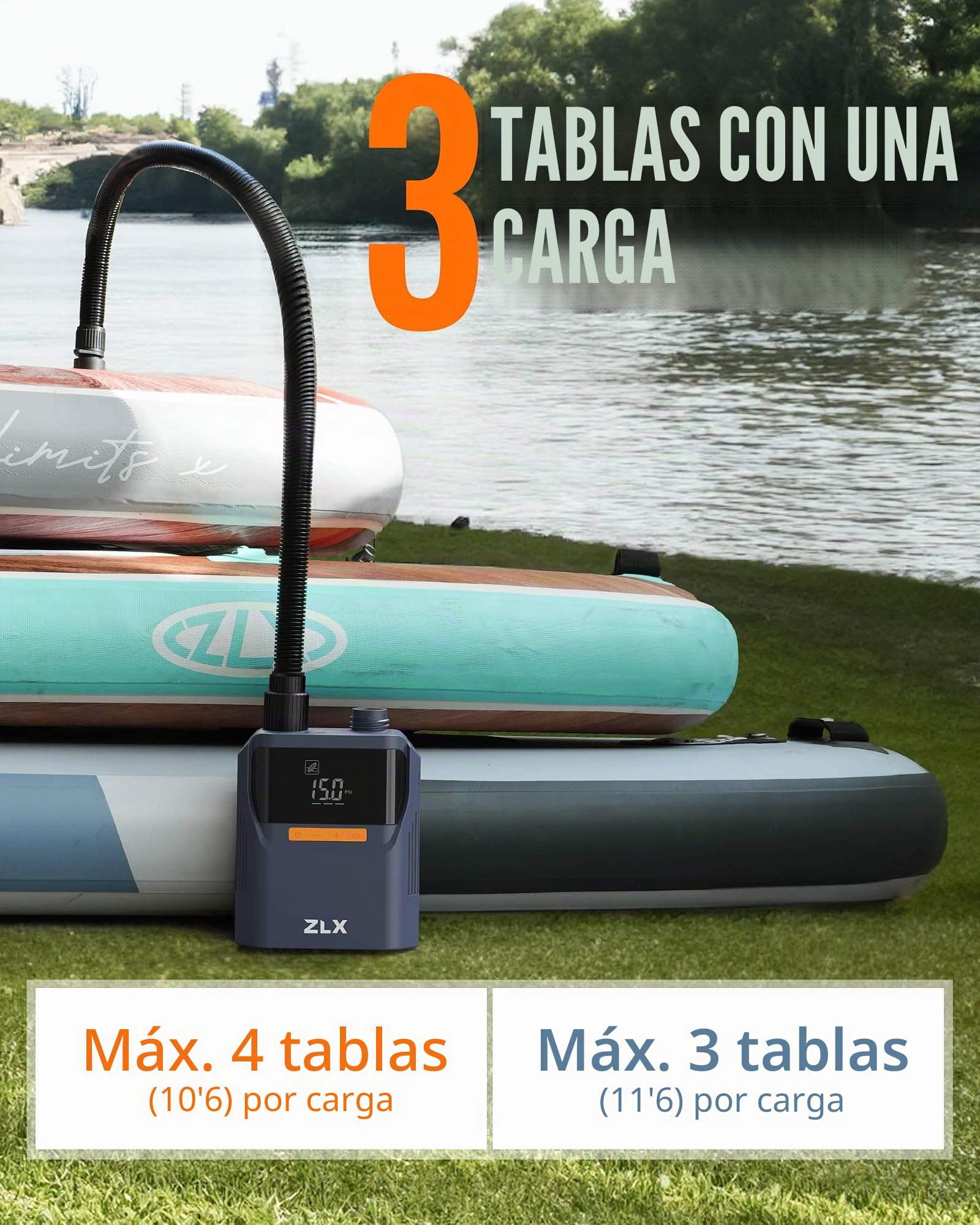 ZLX SUP Bomba eléctrica, 50PSI Electric SUP Air Pump, Alta Presión Doble Nivel Paddle Board Accesorios para Tabla de Paddle Stand Up Inflable