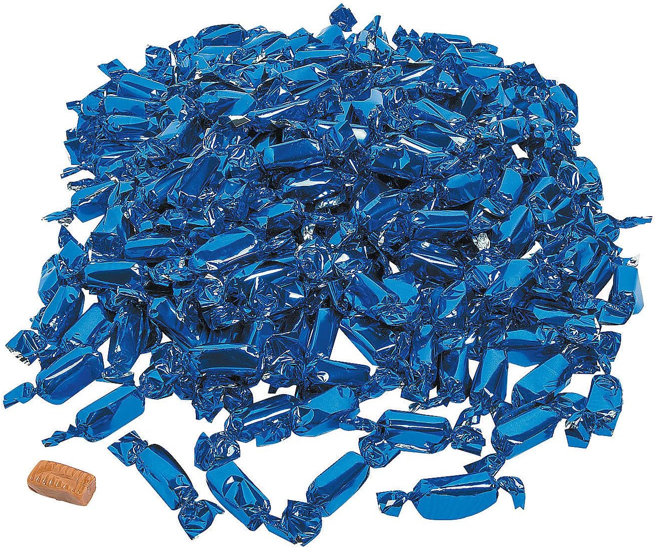 Fun Express Navy Blue Wrapped Caramel Candy Individually Wrapped 2lb Bulk Bag - Soft Chewy Caramels for Wedding Candy Favors, Baby Shower Candy Boy, Candy Buffet Supplies | 189 Pieces Premium Treats