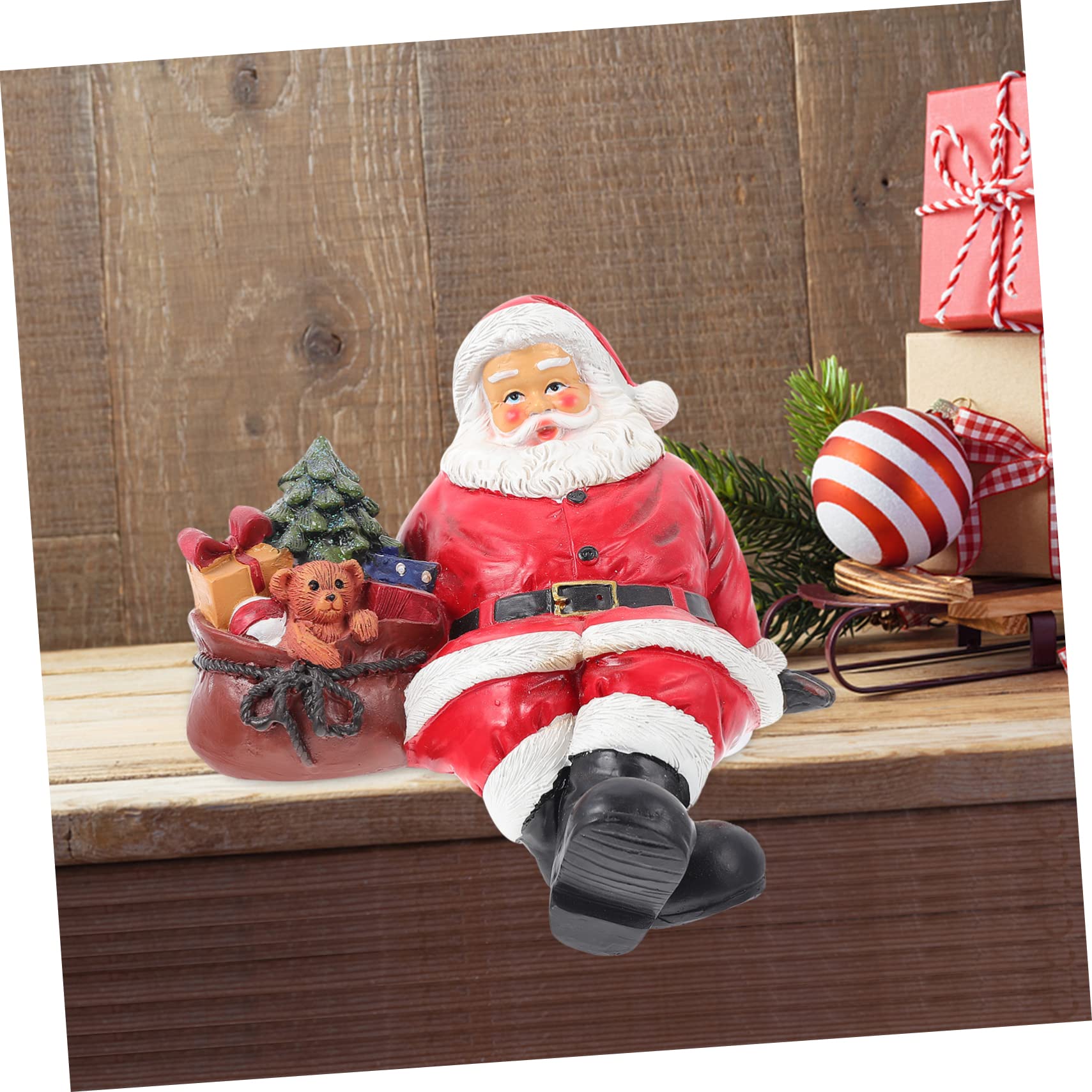 Cabilock Figurine de Père Noël Résine Décoration Père Noël Créative Ornement Pratique pour Intérieur