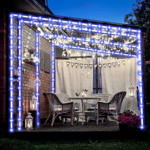 Miniatura 6 de VIHOSE 4 luces solares de 100 pies cada una de 300 luces LED para exteriores, impermeables, para campamento, 8 modos, tira de luz de tubo de PVC