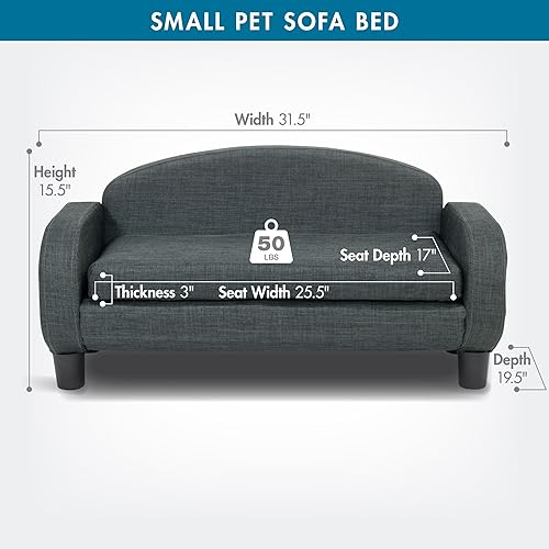 Miniatura 68 de Paws & Purrs Sofá cama para gatos, sofá para mascotas para gatos de interior, camas elevadas para gatos con funda de colchón extraíble lavable