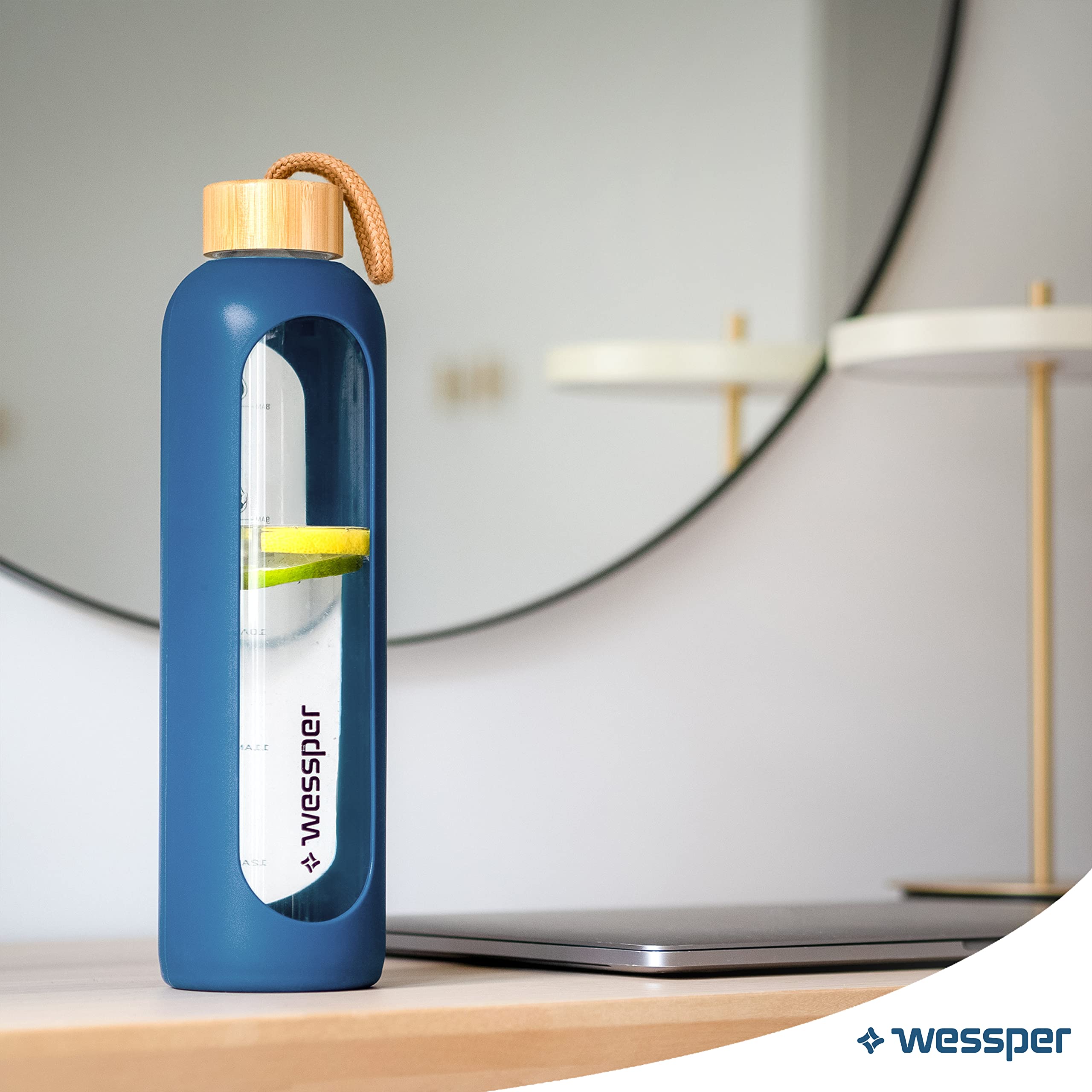 Wessper Active Max Crystalline Bidon, Szkło, Niebieski, 1 l