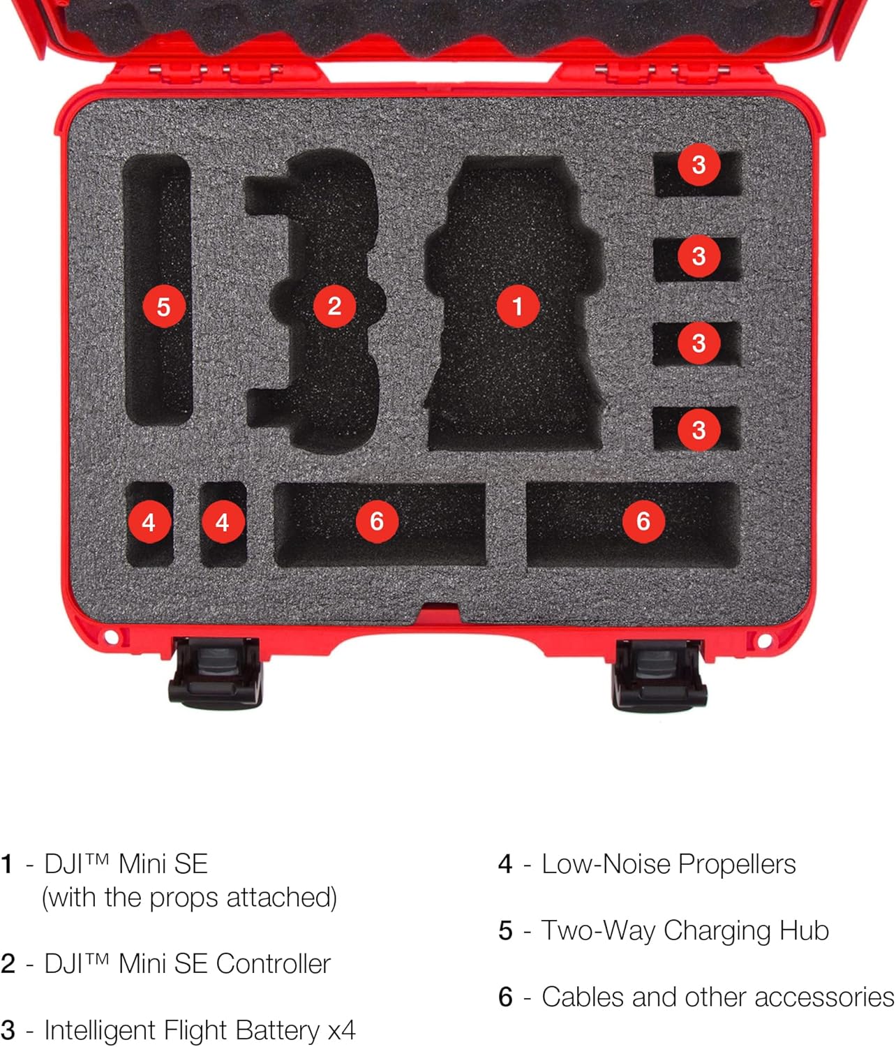 Nanuk 910 Waterproof Hard Case with Foam Insert for DJI Mini SE Fly More Kit - Red (910-MAVMSE9)