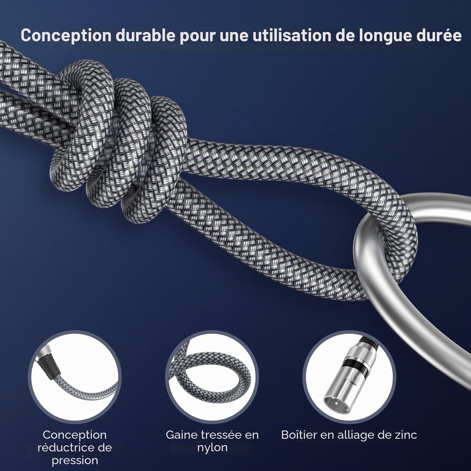 Elebase Câble de Microphone XLR 2-pack 2M,Mâle vers XLR Femelle,Câble Équilibré à 3 Broches avec Blindage pour Amplificateur,Console de Mixage,Studio d'Enregistrement,Systèmes de Haut-Parleurs