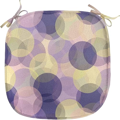 Vista 76 de Lunarable Orient - Cojín de asiento para silla, curlicues florales orientales con elementos artísticos venecianos, hojas de follaje, damasco a