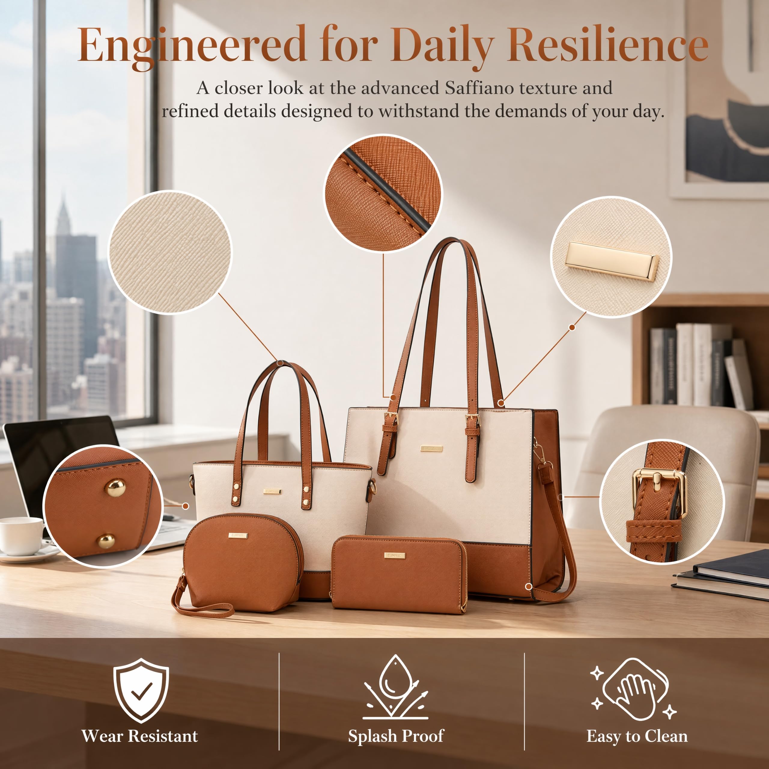 Modische Damen-Handtaschen, Tragetasche, Schultertasche, Tragegriff oben, Geldbörsen-Set