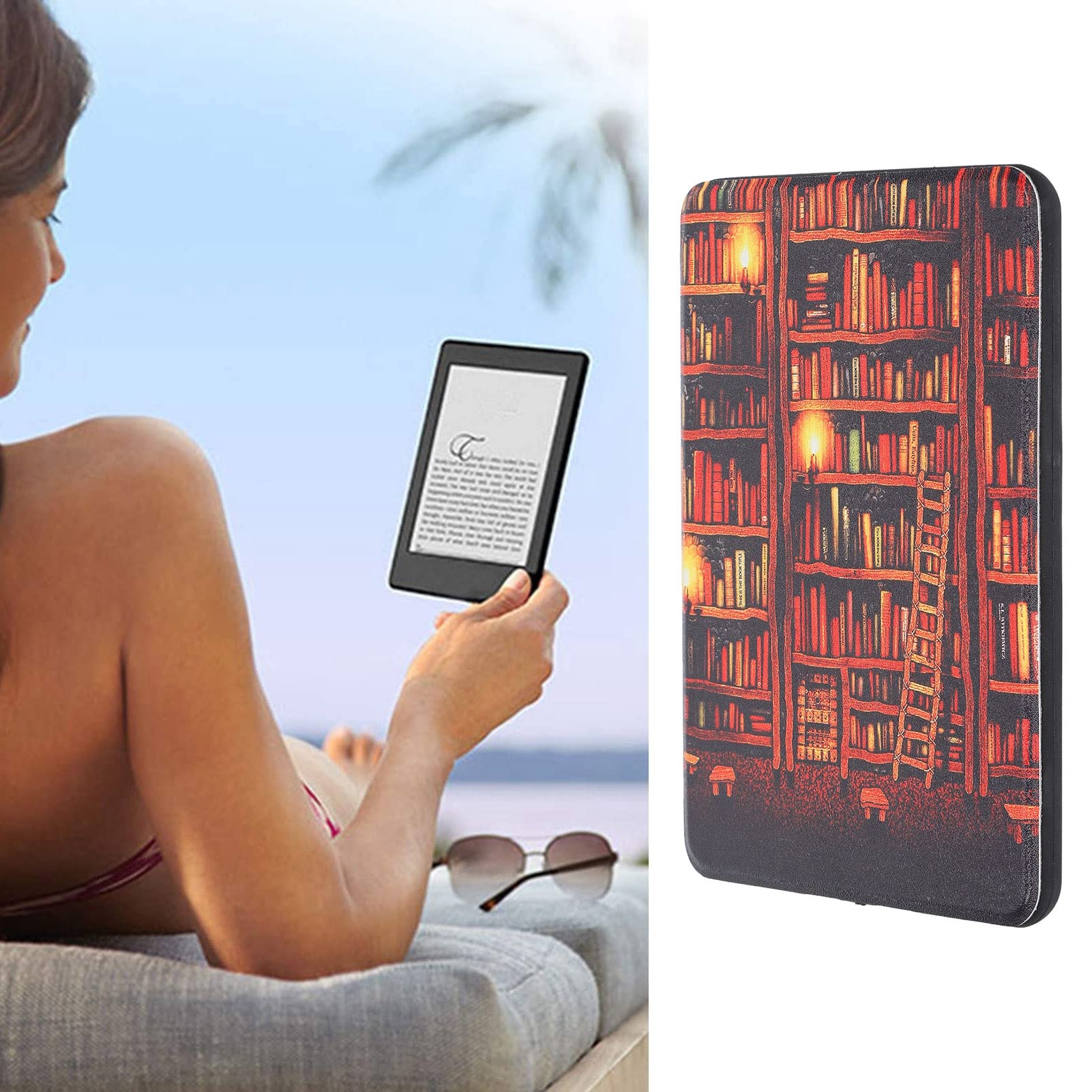 Custodia per Lettore Elettronico, Lavorazione Squisita Protezione per Lettore Elettronico Contro i Graffi Pieghevole per Kindle Paperwhite Reader (Libreria d'Oro)