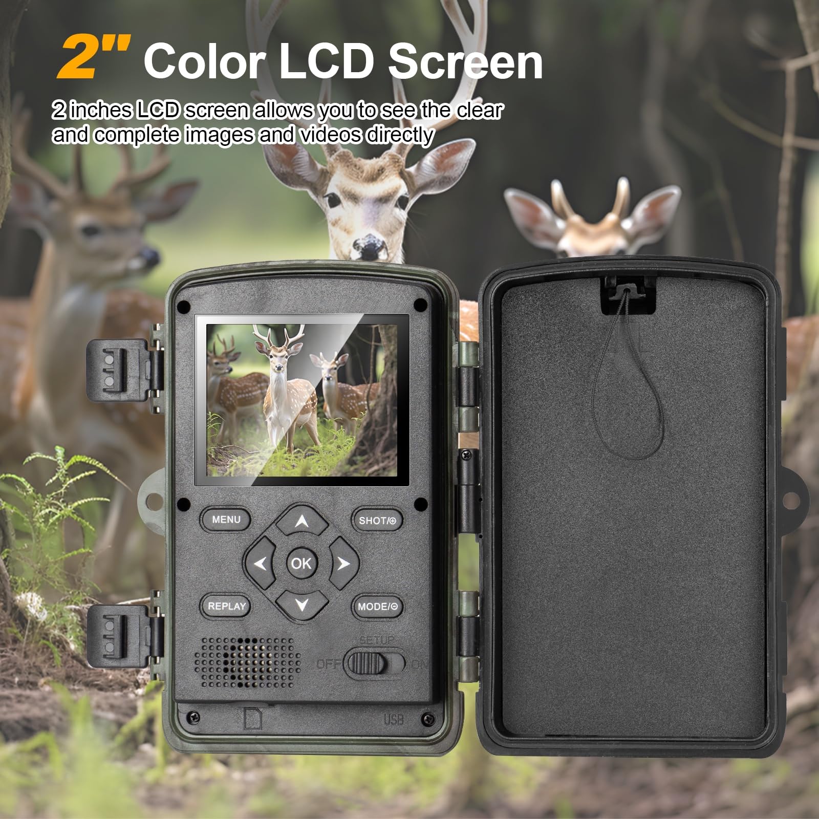 Kamera do obserwacji dzikich zwierząt 2,7 K 48 MP, kamera do obserwacji dzikich zwierząt z czujnikiem ruchu, wodoszczelność IP66, z 32 GB SD