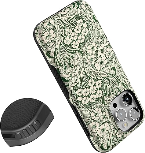Vista 20 de Casely Funda para iPhone 15 Pro Jardín Secreto Flores mixtas Funda atrevida Compatible con MagSafe y botón de acción Jardín Secreto Floral