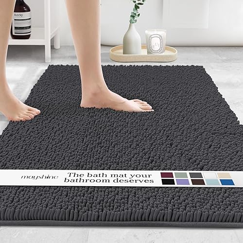 Miniatura 35 de MAYSHINE Alfombra de Baño de Chenilla Afelpada y Peluda Extra Suave, Súper Absorbente, Alfombra de Baño Antideslizante Microfibra Esponjosa
