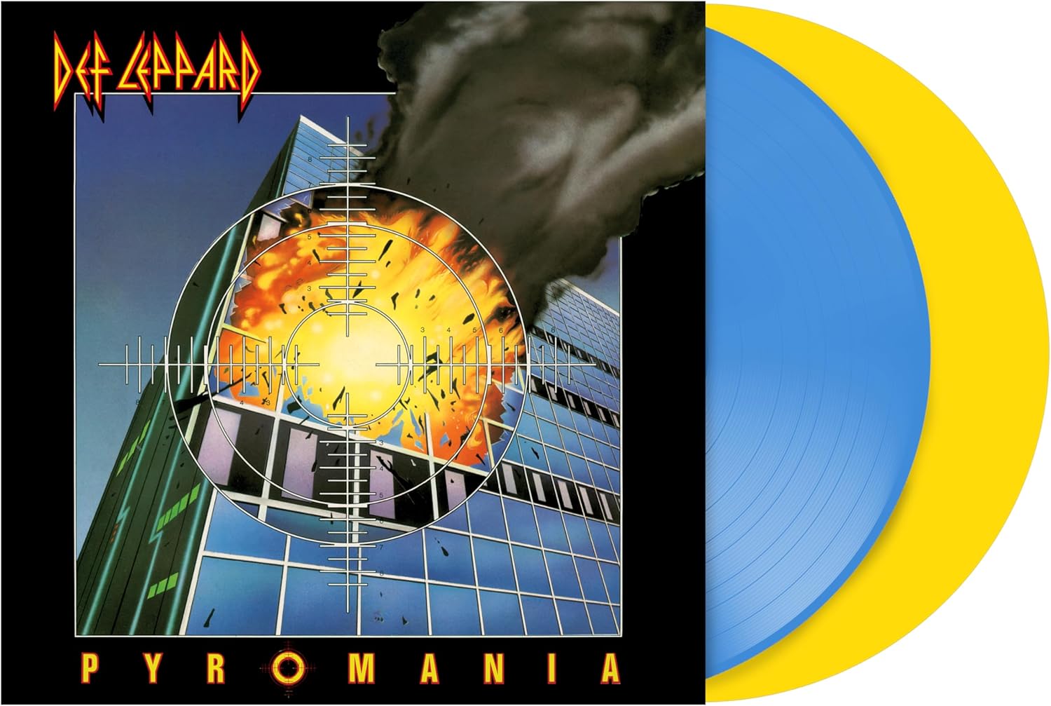 Pyromania: 40th Anniversary - Limited Blue & Yellow Colored Vinyl por Def Leppard — capa do álbum