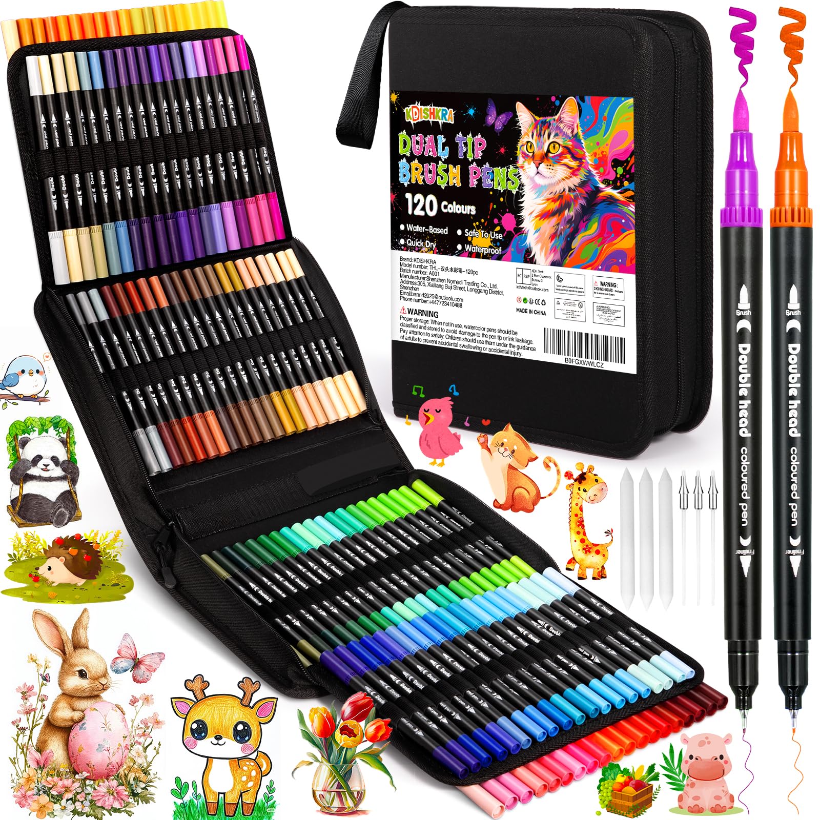 Rotuladores Lettering 120 Colores, Punta Pincel, Doble Punta Fina, Rotuladores Acuarelables Profesionales, Lettering Kit para Niños y Adultos, Mandalas, Graffiti, Caligrafía, Dibujar