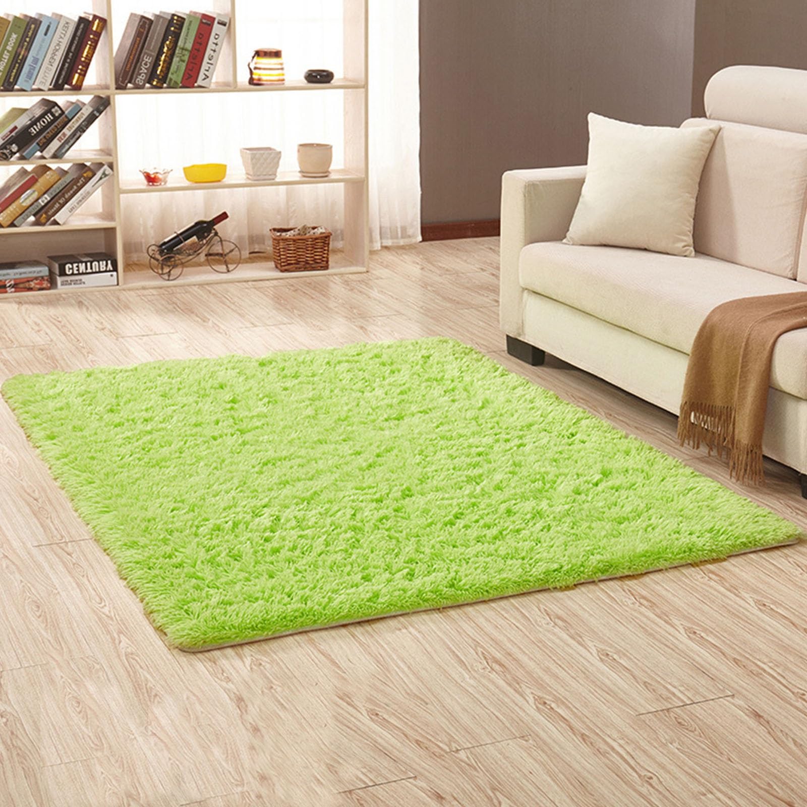 Tapis salon shaggy vert clair tapis à poils longs 200x230 cm