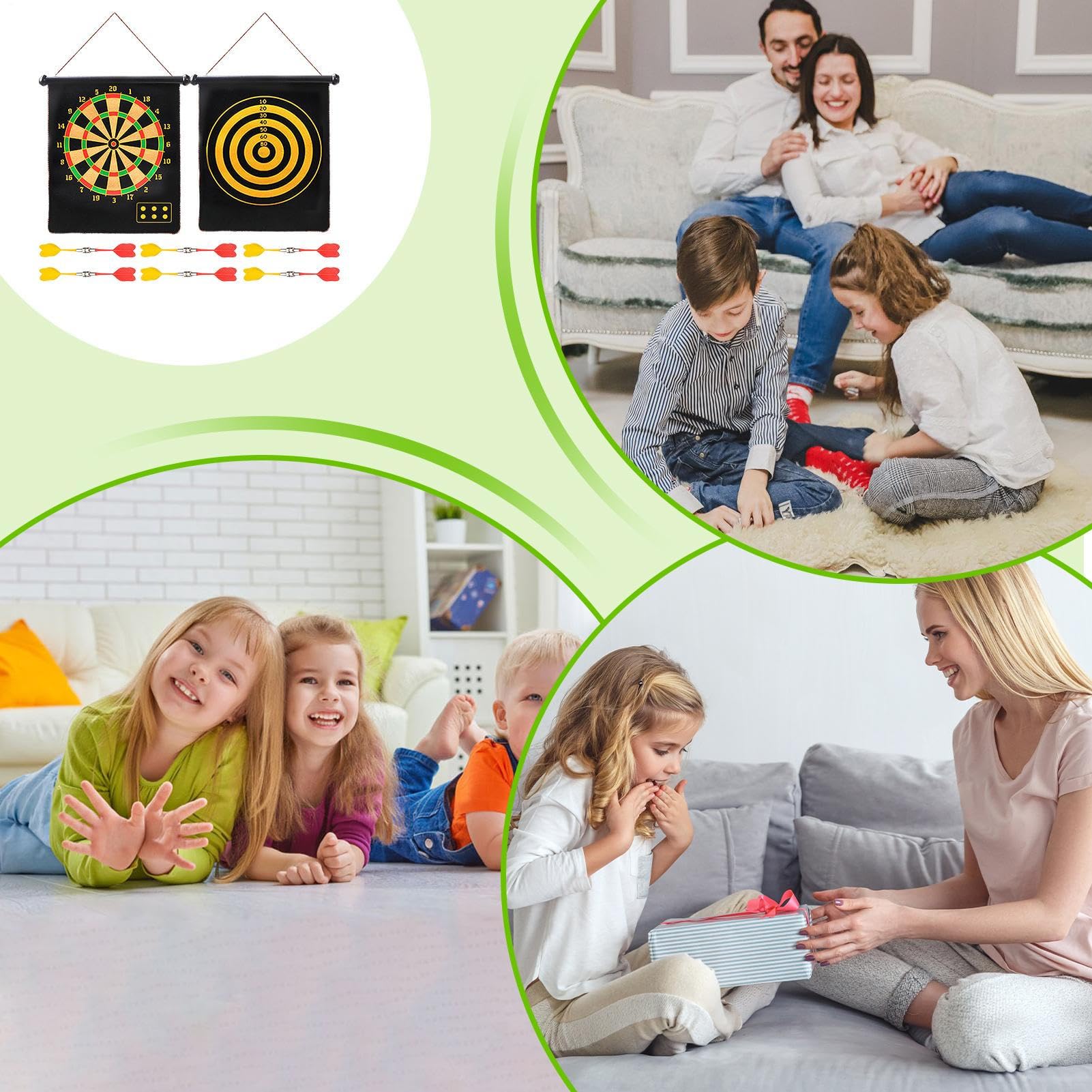 Kids Dart Board, Dart Board for Kids Indoor Fun Game | Kryty Magnetyczny zestaw rzutków dla dzieci, dwustronne, dwustronne, dwustronne
