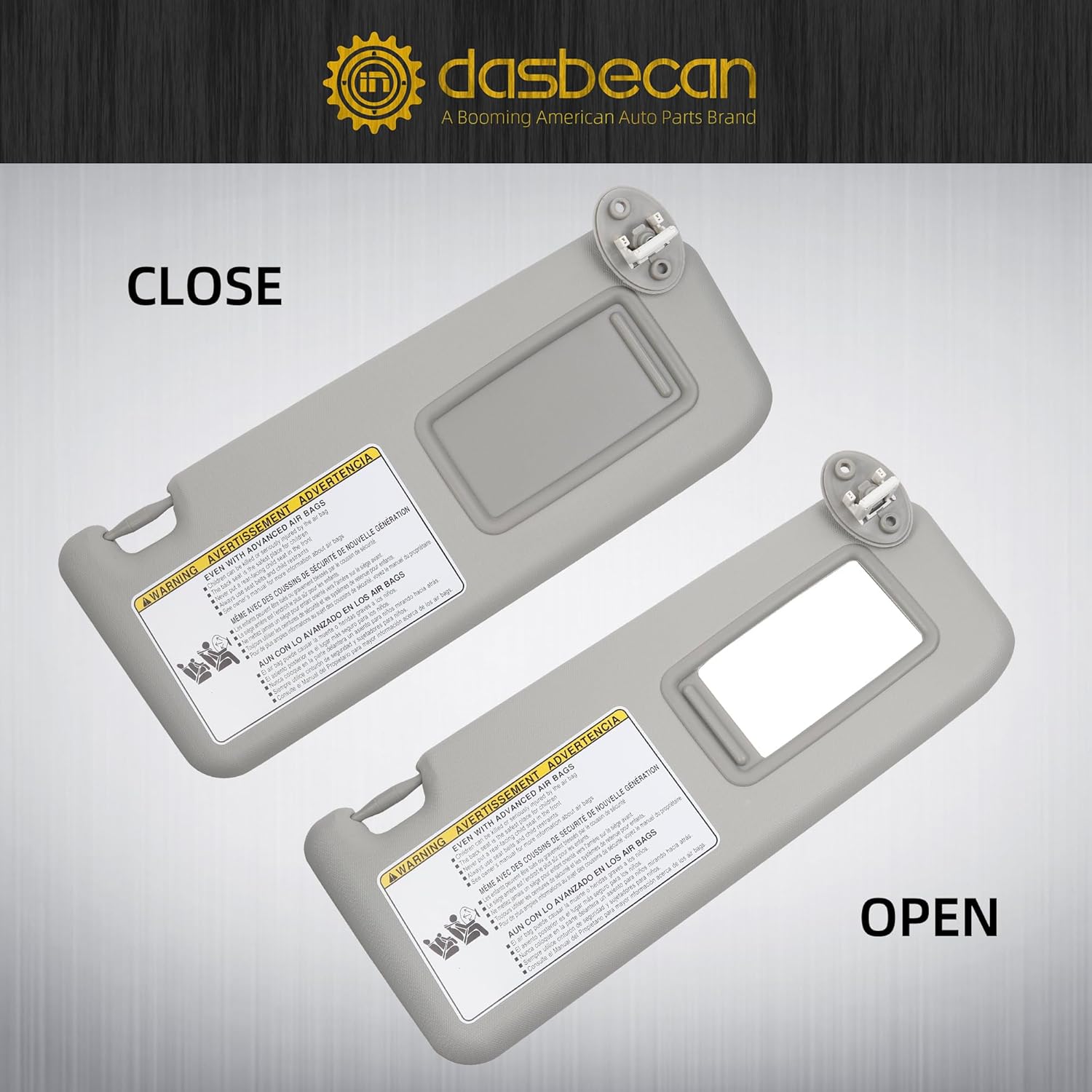 Dasbecan Sun Visor Compatible with 2013-2018 Toyota Rav4 (4th Gen XA40) Sunvisor Right Passenger Side (Gray) Replace 74310-42593