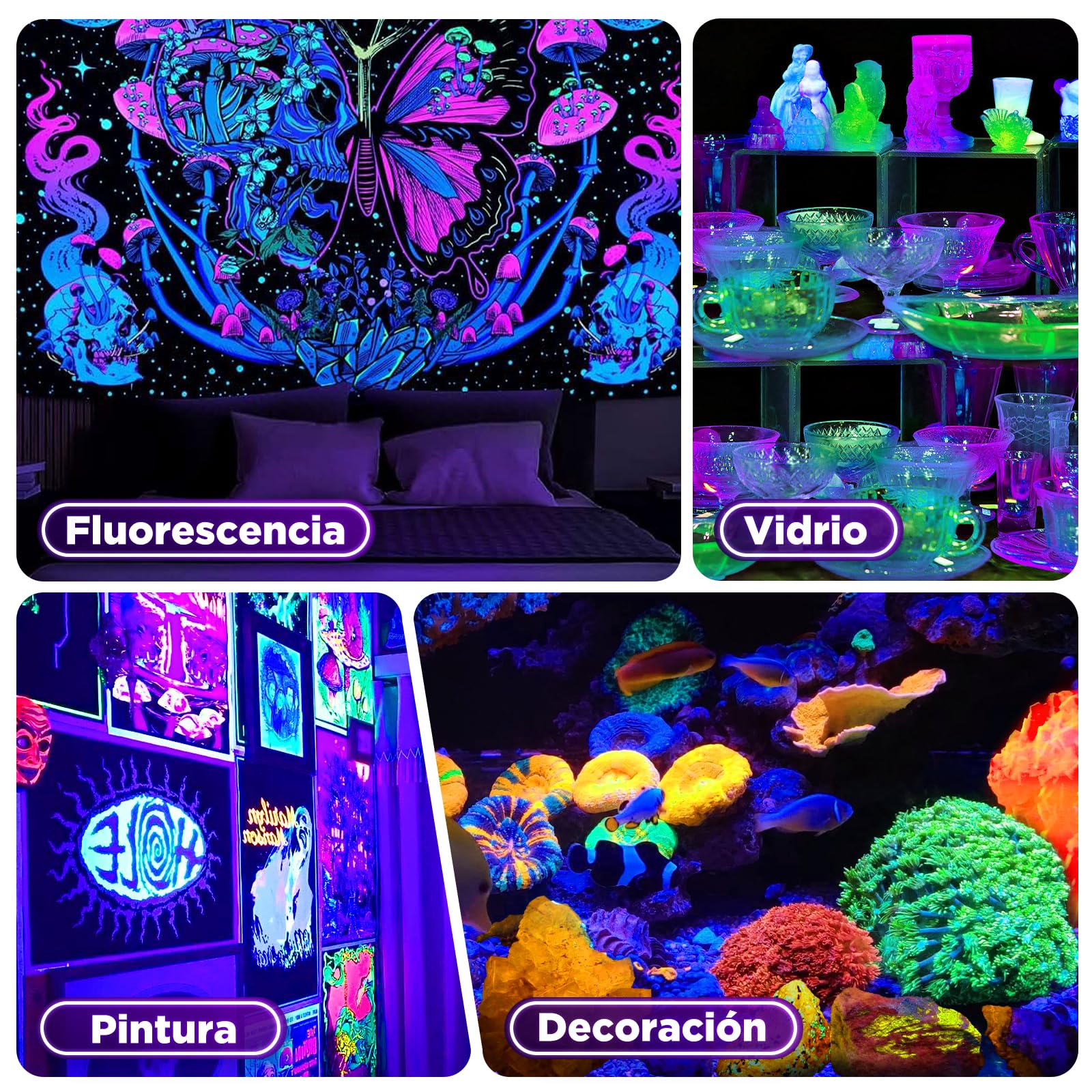 LED Luz Negra, Luz Negra y Foco UV para Navidad, Halloween, Fiesta Neón Incandescente, Body Paint, Luz UV para Curar Resina, IP66 Resistente al Agua (150W, 1pcs)