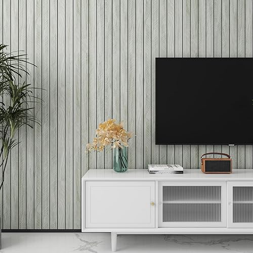 Miniatura 3 de LaCheery Paneles de pared de listones de madera de espiga para paredes de dormitorio, paneles de pared de madera acanalada para despegar y pegar,