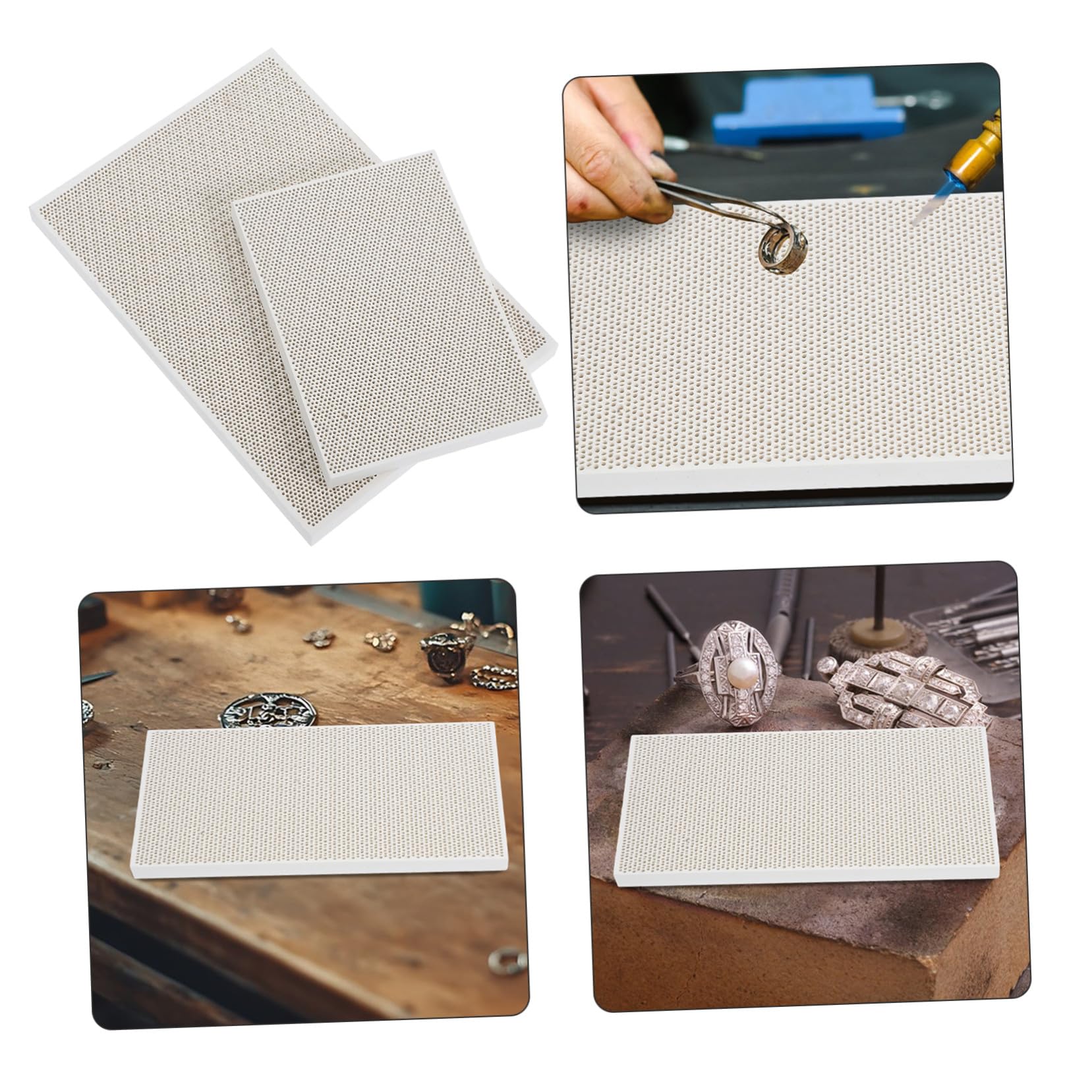 Placa de Soldadura para Joyería DIY de Panal 2 Piezas de Cuarzo | Color Plata, para Fabricación y Reparación de Joyas Metálicas, Formato Nido de Abeja