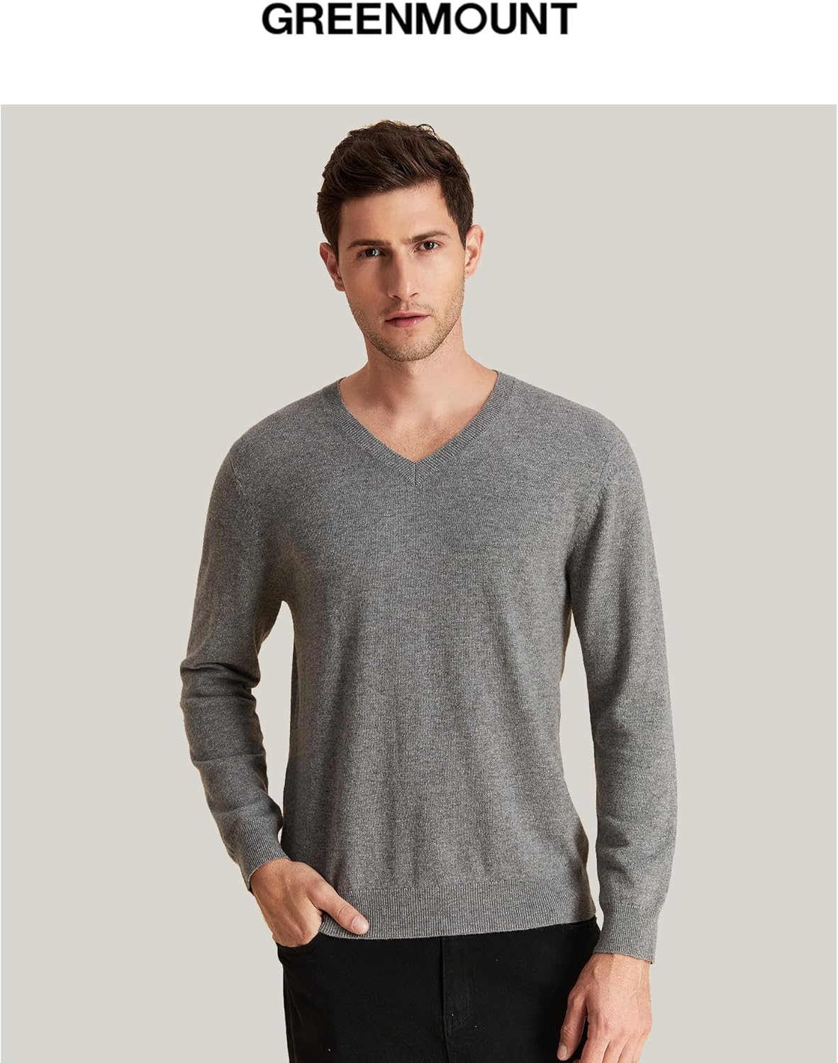GreenMount Mens Cashmere Pullover Sweaters Casual V Neck Long Sleeve Pullover Keep 37.5 Warm Sweater for Men - Image 2