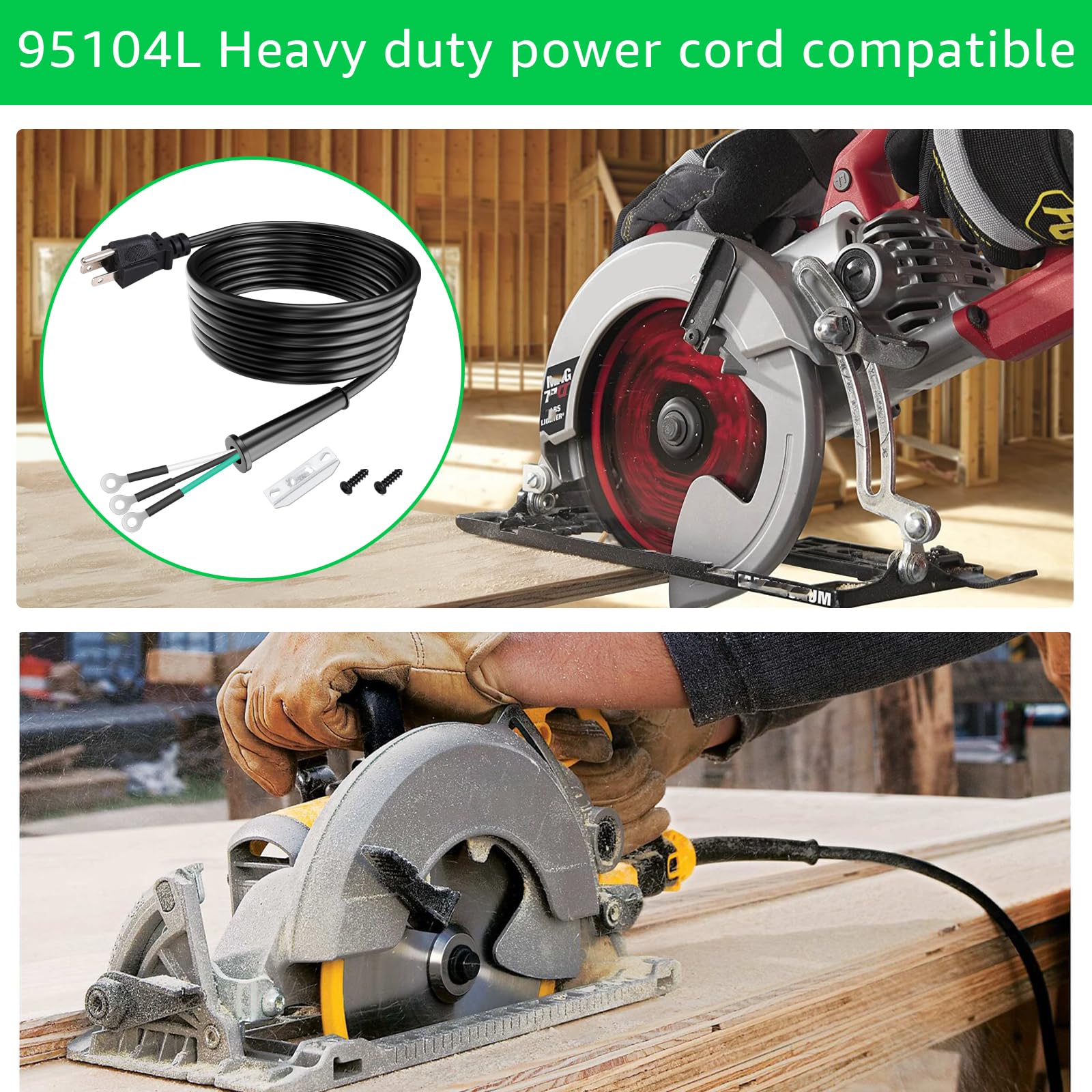 95104L - Conjunto de cable de repuesto para sierra circular Skilsaw SPT Series (SPT55/SPT77W/SPT70WM/SPT78W más), cable de sierra circular compatible con sierras helicoidales SKILSAW