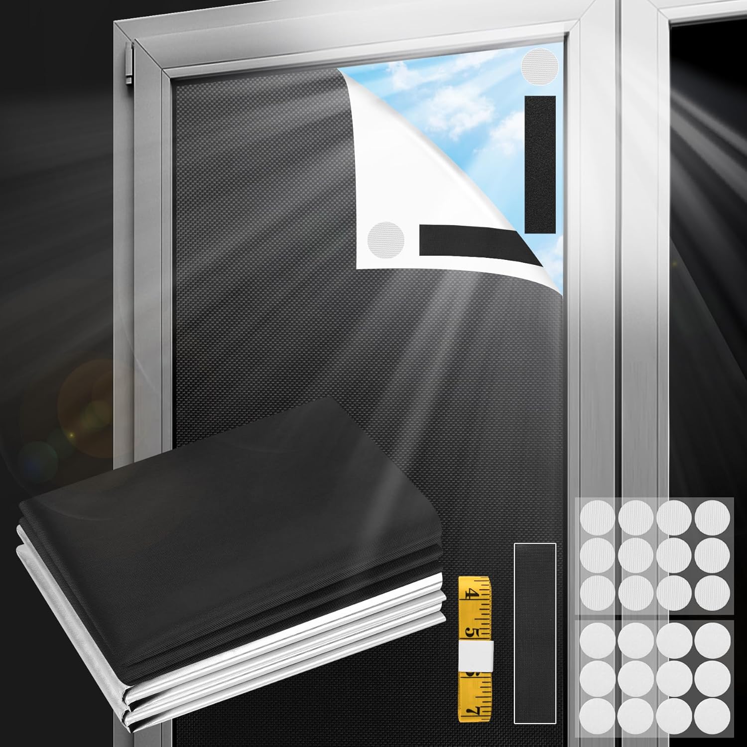 Blackout Blinds Shade for Bedroom Window 79"x57"x2Pcs-100% Blackout Window Cover Paper Film Portable Travel Blackout Curtains Temporary Blind Screen Darkening Fabric for Baby No Drill Cut to Size