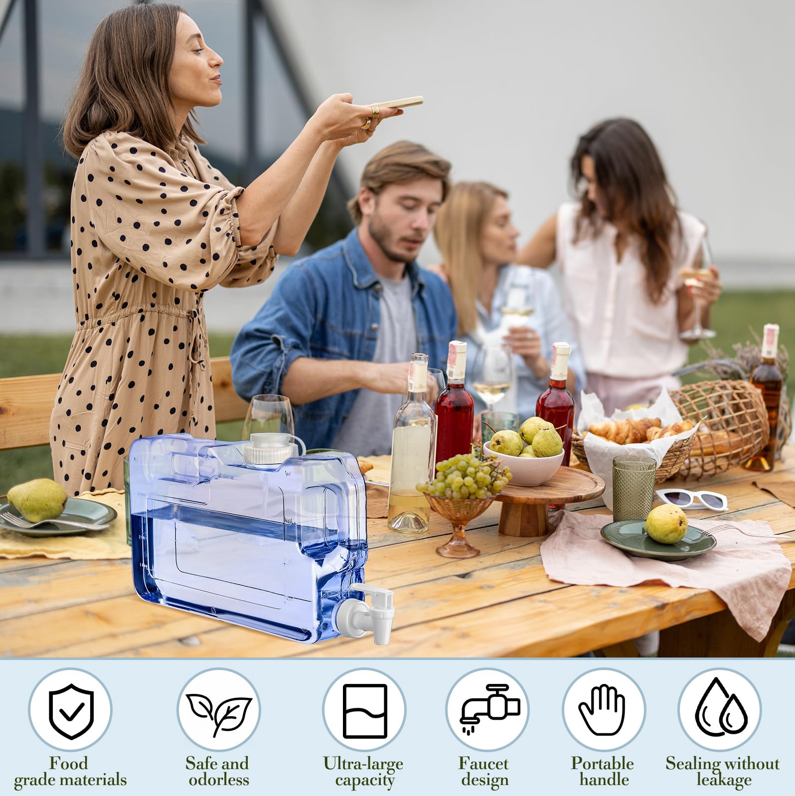 Funnymoom 4 dispensadores de bebidas de 1.1 galones para refrigerador, refrigerador, botella dispensadora de agua reutilizable de plástico con espiga, sin BPA, para fiestas, al aire libre, hogar,