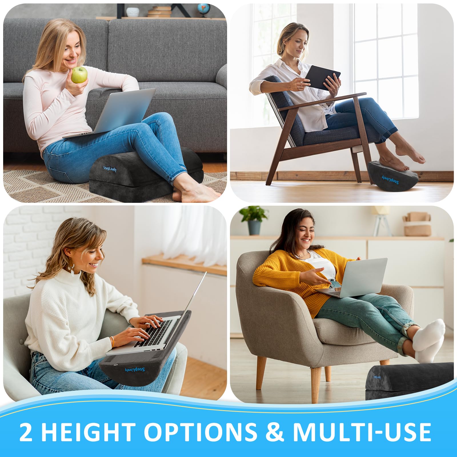 StepLively Reposapiés para debajo del escritorio en el trabajo, color gris (XL)