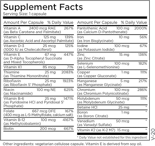 Miniatura 6 de Metabolic Maintenance The Big One with Iron - Suplemento mineral multivitamínico una vez al día, folato, vitaminas B, biotina, antioxidantes +