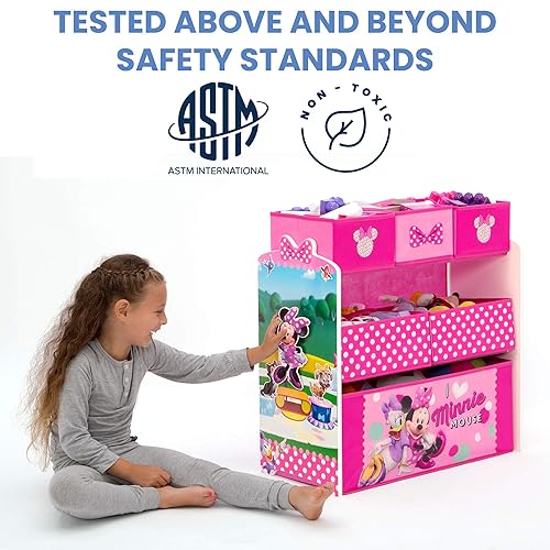 Miniatura 6 de Delta Children Juego de mesa y silla para niños (2 sillas incluidas) y organizador de juguetes de Disney Minnie Mouse con 6 cubos de diseño y