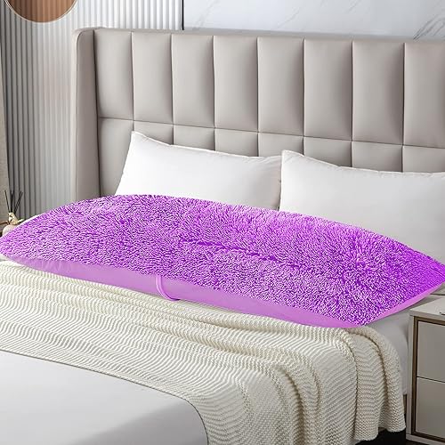 Miniatura 3 de Funda de almohada de cuerpo lanudo con cremallera, 21 x 54 pulgadas, funda de almohada grande de piel sintética esponjosa, funda de almohada de