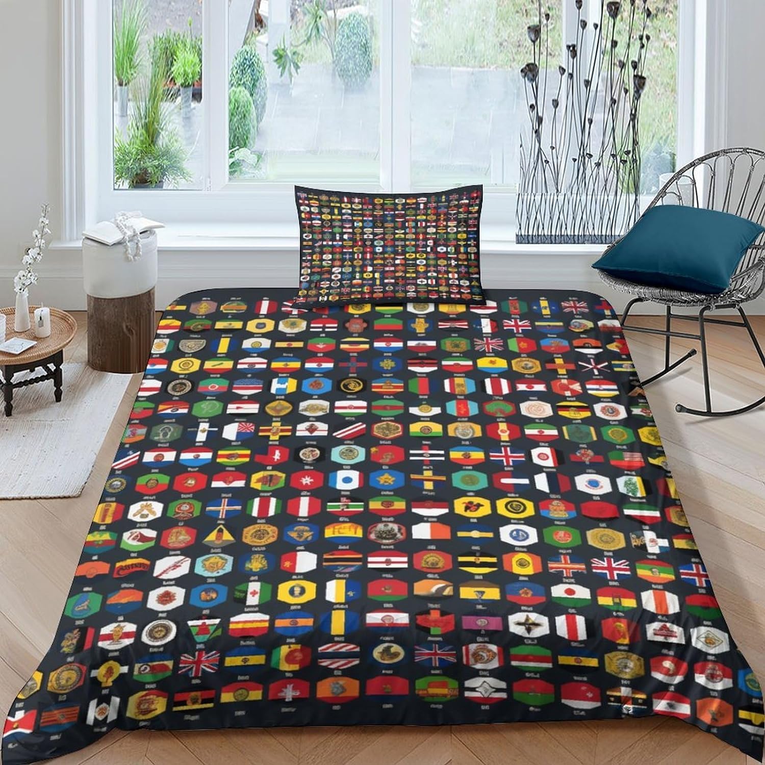 Parure de lit 2 personnes 220x240 cm drapeau housse couette microfibre