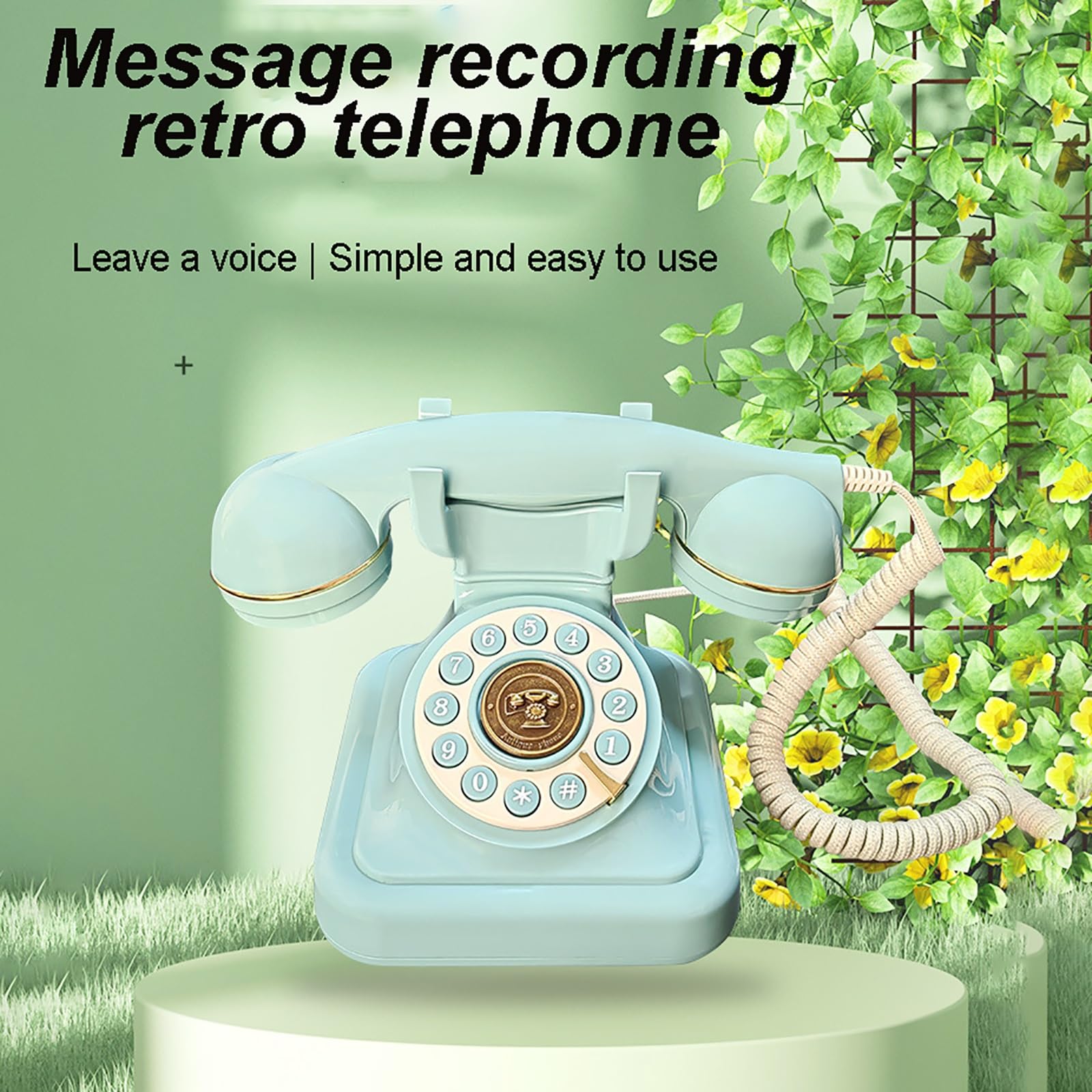 ZLPOWER Audio Gastenboek voor Bruiloft Telefoon Audio Gastenboek Record Aangepaste Audio Berichten Gastenboek Klassieke Retro Stijl voor Feesten Verjaardagen Verhuur (Blauw
