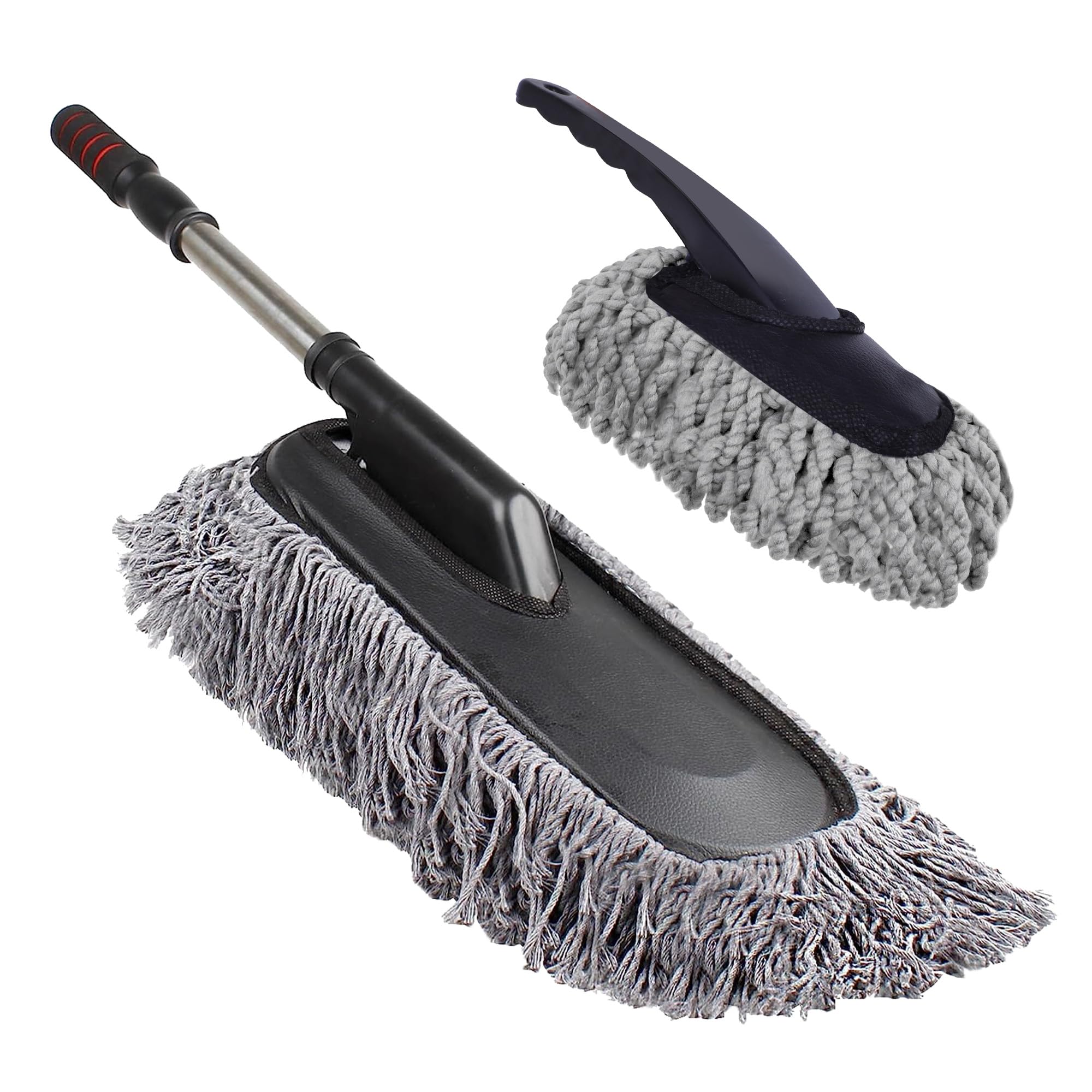 MAJIKO Combo Soft Microfiber Car Dusters Brush for Cleaning Surface Wet & Dry Multipurpose (Extendable) Dusting Brush (Assorted Colour) (Pack of 2)