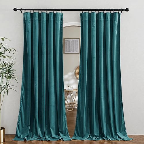 Miniatura 327 de RYB HOME Cortinas de terciopelo súper lujosas con diseño de bolsillo para barra, cortinas de privacidad con aislamiento térmico para oscurecer