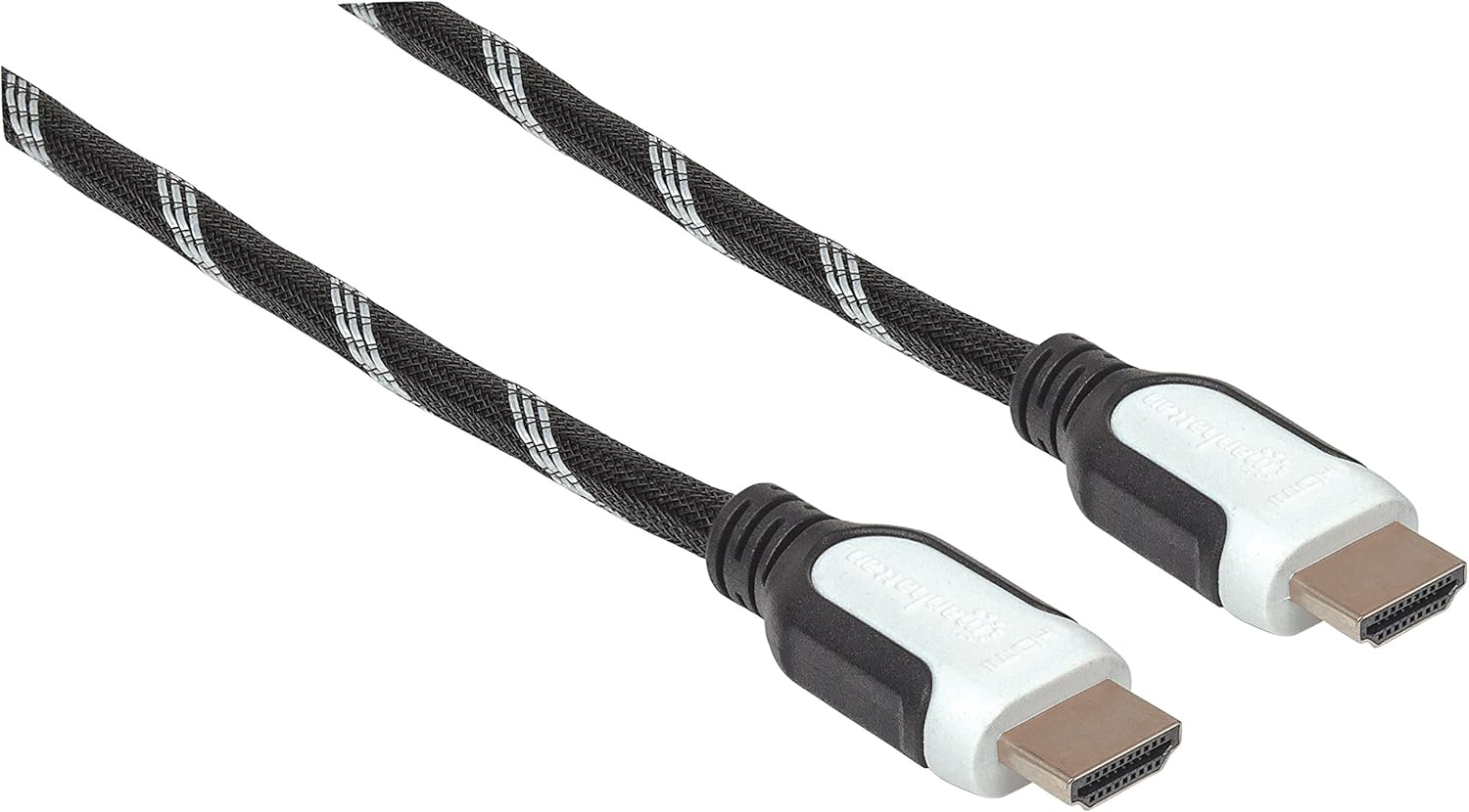 Braided Premium High Speed HDMI Cable with Ethernet HEC, ARC, 3D, 4K60Hz, HDMI Male to Male, Shielded, 1 m (3 ft.), Black/White