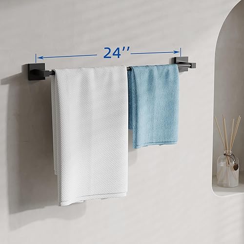 Miniatura 2 de RUACQ Toallero de 24 pulgadas, toalleros para baño, toallero de acero inoxidable 304 montado en la pared, barra de toalla resistente para decoración