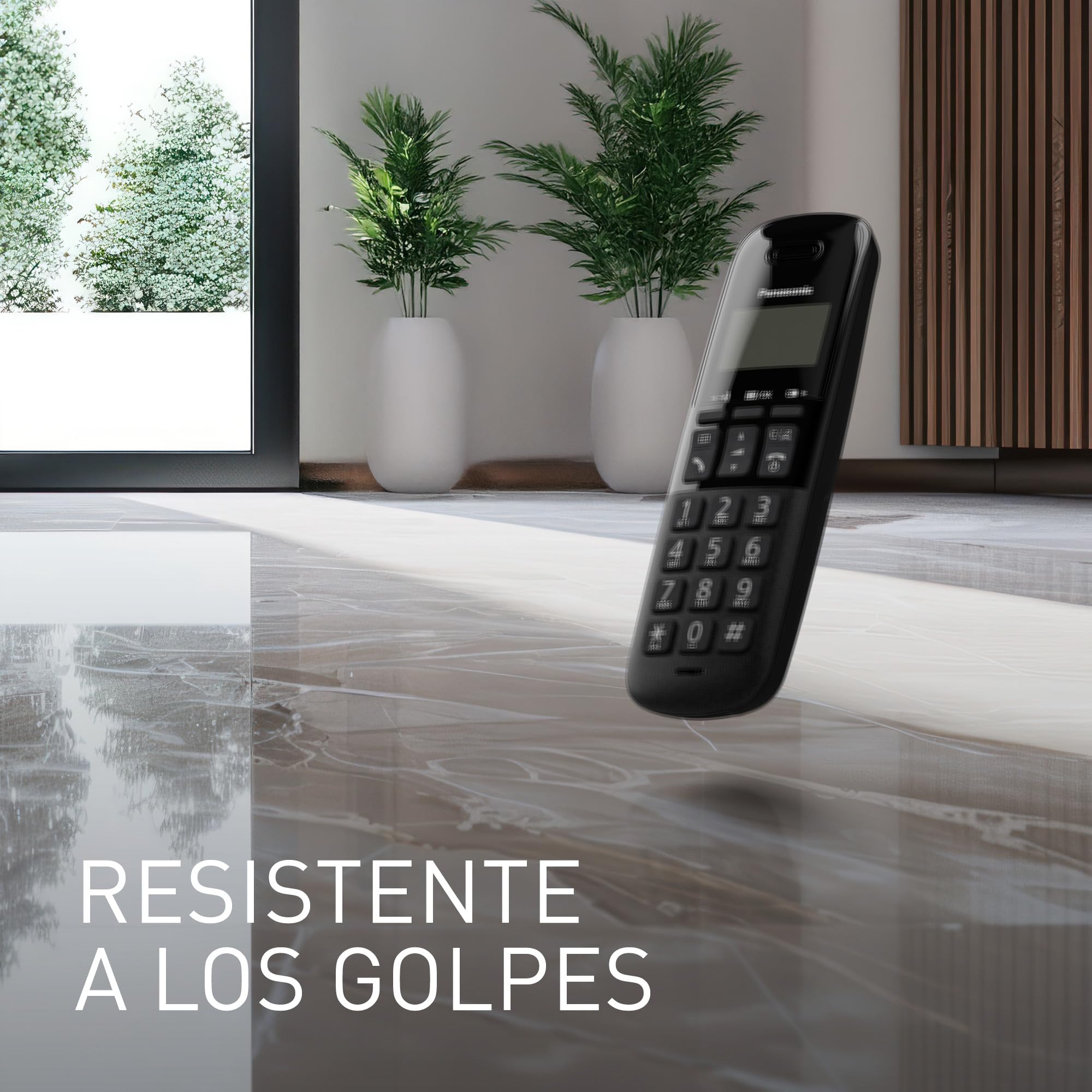 Panasonic KX-TGB613SPB Teléfono Fijo inalámbrico trío, Bloqueo de Llamadas, 18 Horas de conversación, 200 Horas en Espera, Agenda 50 contactos, Resistencia a caídas, Color Negro