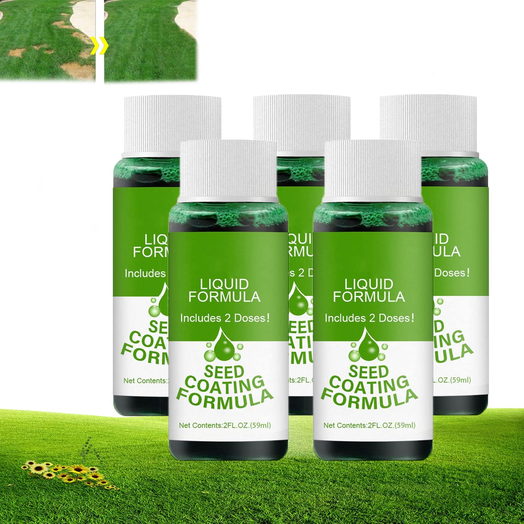 Camic Seed Spray Liquid Green Grass Paint for Lawn, Lawn Colorant, Green Grass Lawn Repair Spray (5PCS)