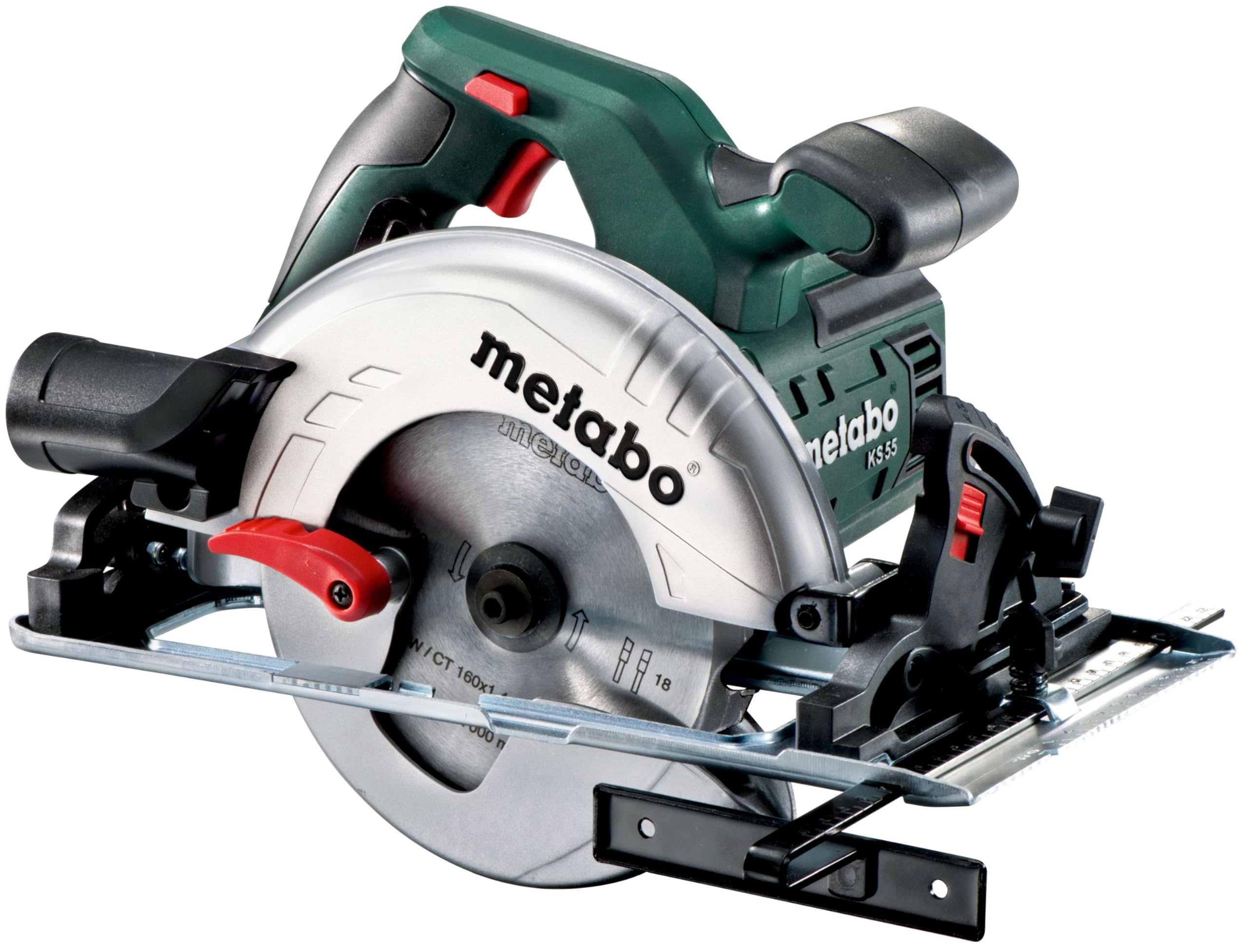Metabo Ręczna pilarka tarczowa KS 55 (600855500) walizka z tworzywa sztucznego, znamionowa moc pobierania: 1200 W, moc wyjściowa: 670 W, maks. głębokość cięcia przy 90°: 55 mm