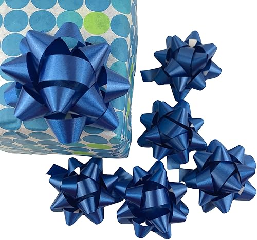 MMvolesy Paquete de 20 lazos de estrella con diseño de confeti de Navidad, color azul con diseño de confeti de Navidad, Día de San Valentín, para