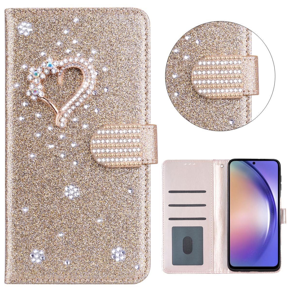 BLOTECH Brillantini Portafoglio per Google Pixel 6 Pro Glitter Custodia