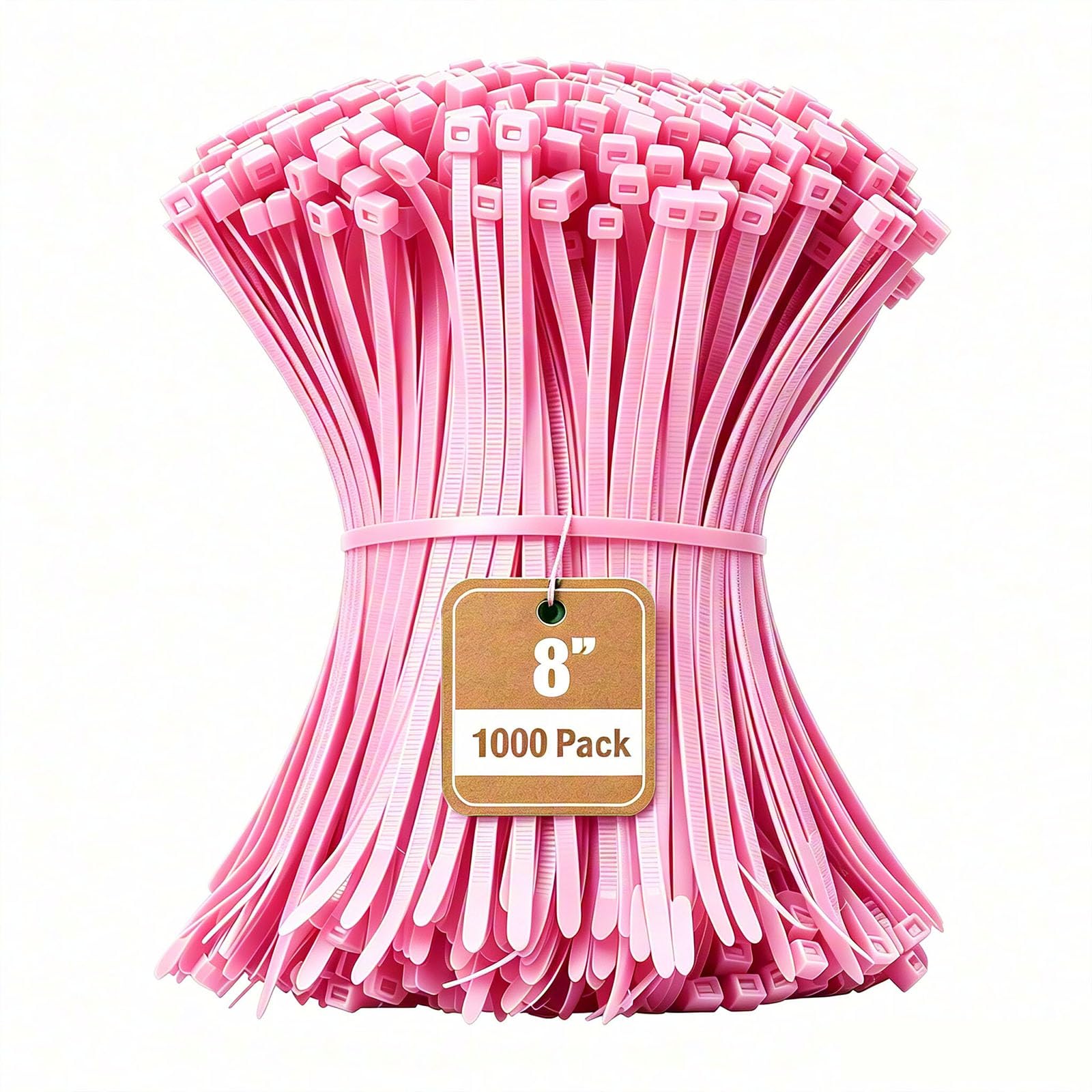 Armpow 8 Inch Pink Zip Tie 1000 PCS, 40 Lbs - Small to Medium Zip Tie, Nylon PA66 UV Resistant Cable Tie Heavy Duty for Indoor and Outdoor Use - Ideal for bundling and securing objects