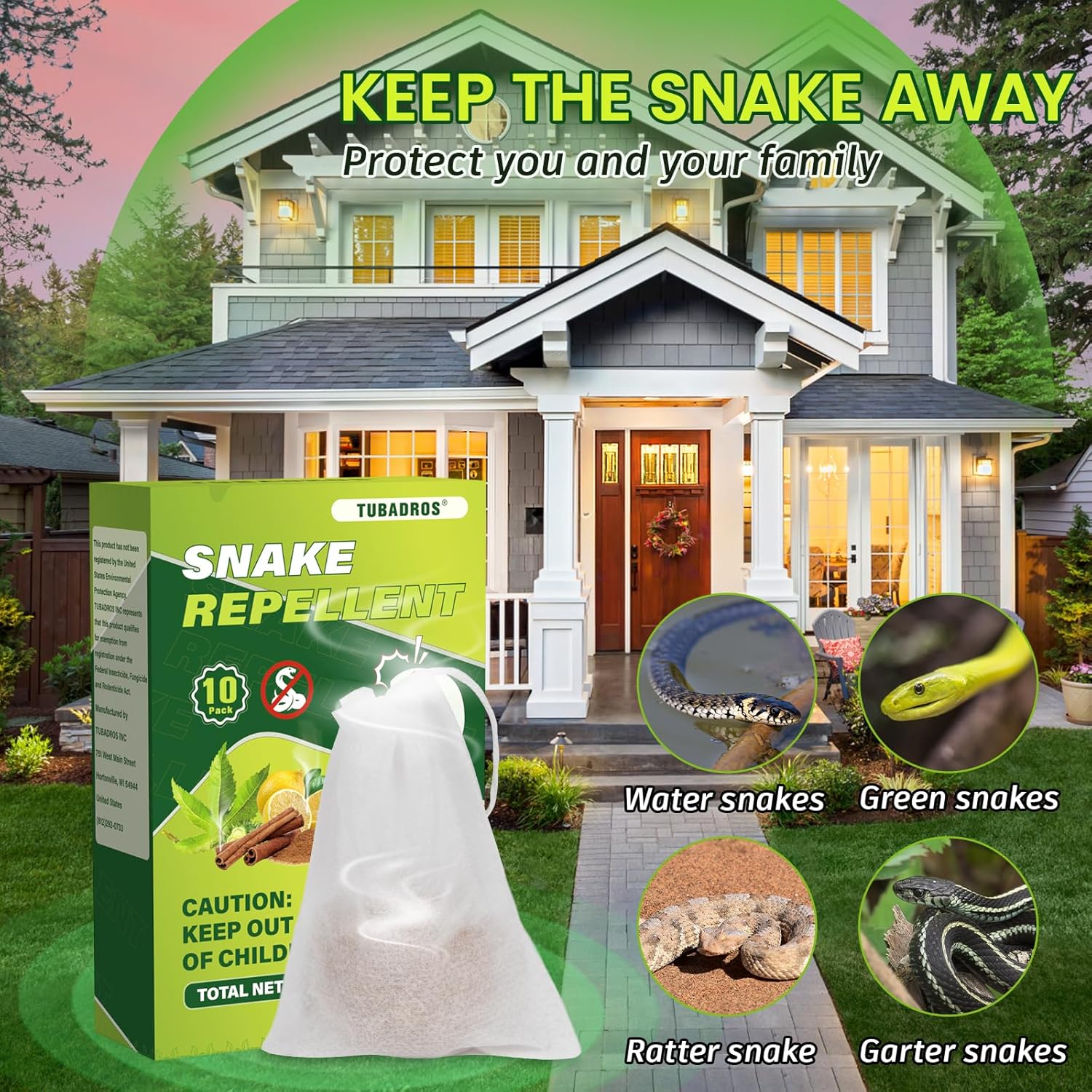 Snake Repellent, Snake Repellent for Yard, Lawn Garden, Outdoor Use, Snake Away, Plant Essential Oils to Repel Snake-10Pack
